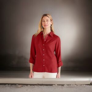 soft surroundings  JORDAN linen blend  Red shirt sz ( 14/16) NWT